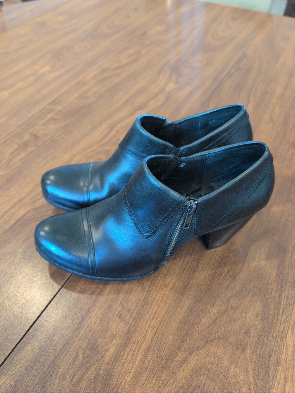 b.o.c. Born Concept Womens Black Leather Ankle Booties C74203 Heel 9.5 Fall